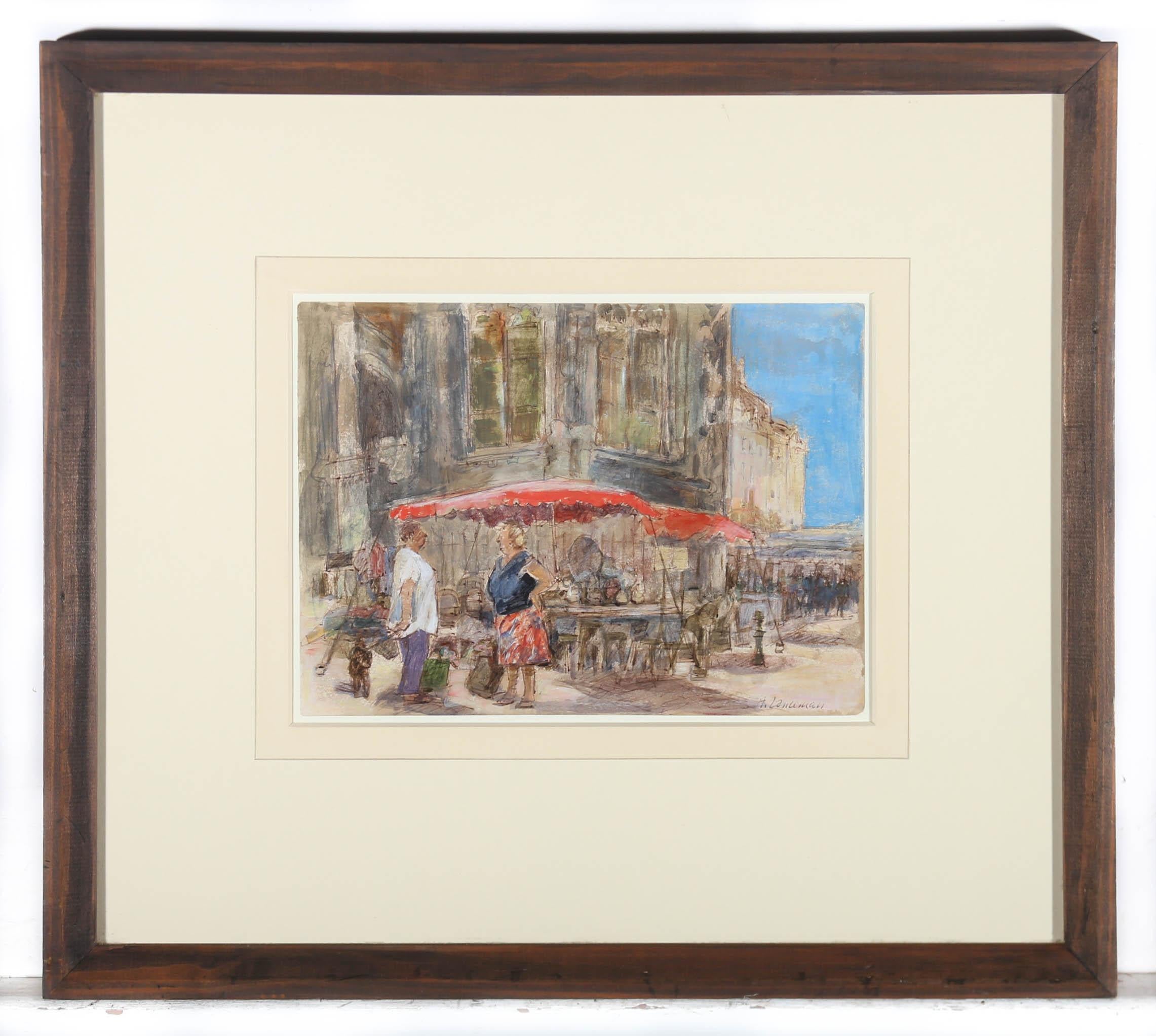 Audrey Lanceman (b.1931) - 20th Century Watercolour, Place St Jacques, Dieppe For Sale 2
