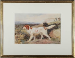 John Henderson Scott - Gerahmtes Aquarell aus der Mitte des 19. Jahrhunderts, Hund und Moorhuhn