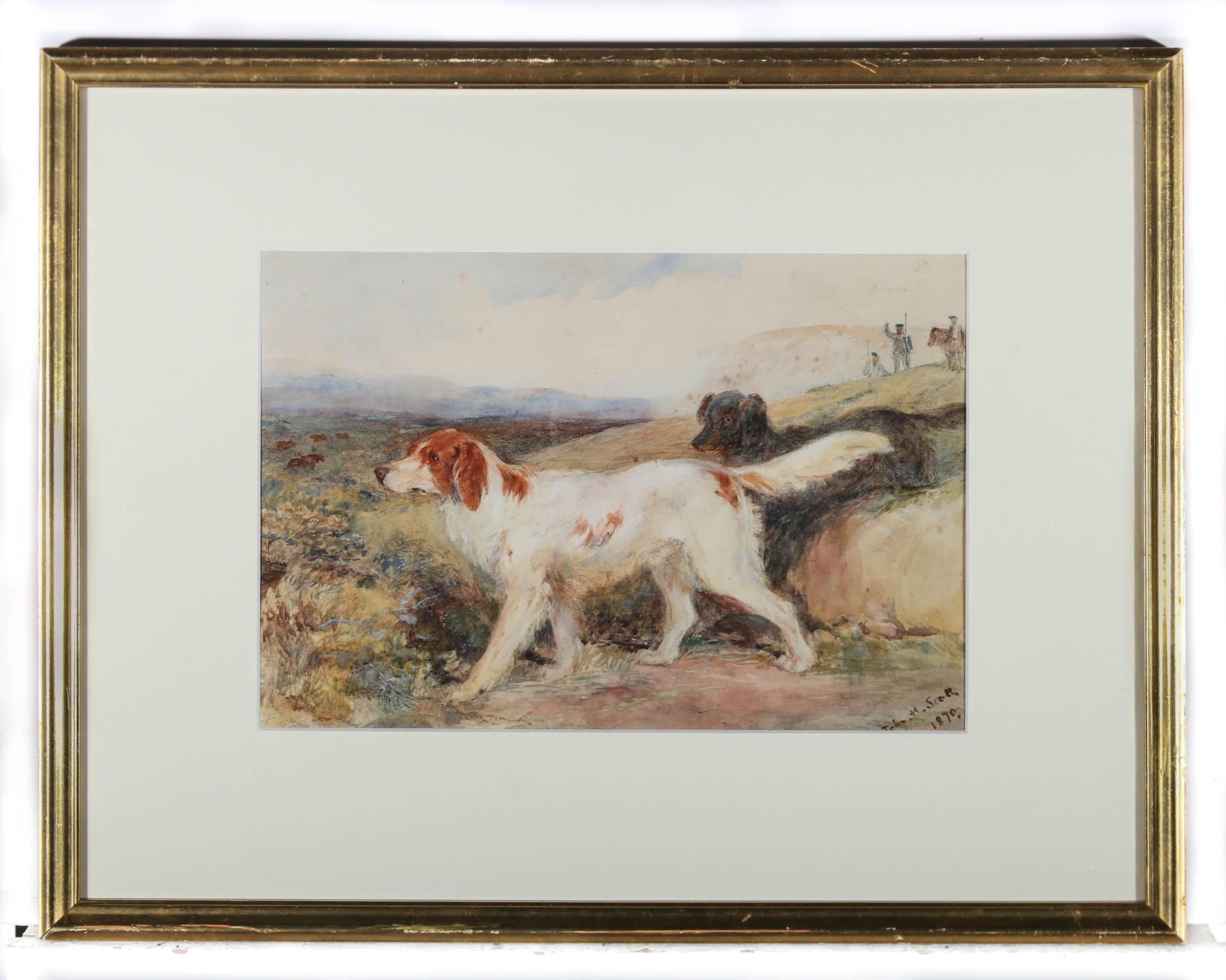 John Henderson Scott - Framed Mid 19th Century Watercolour, Dog & Grouse For Sale 2