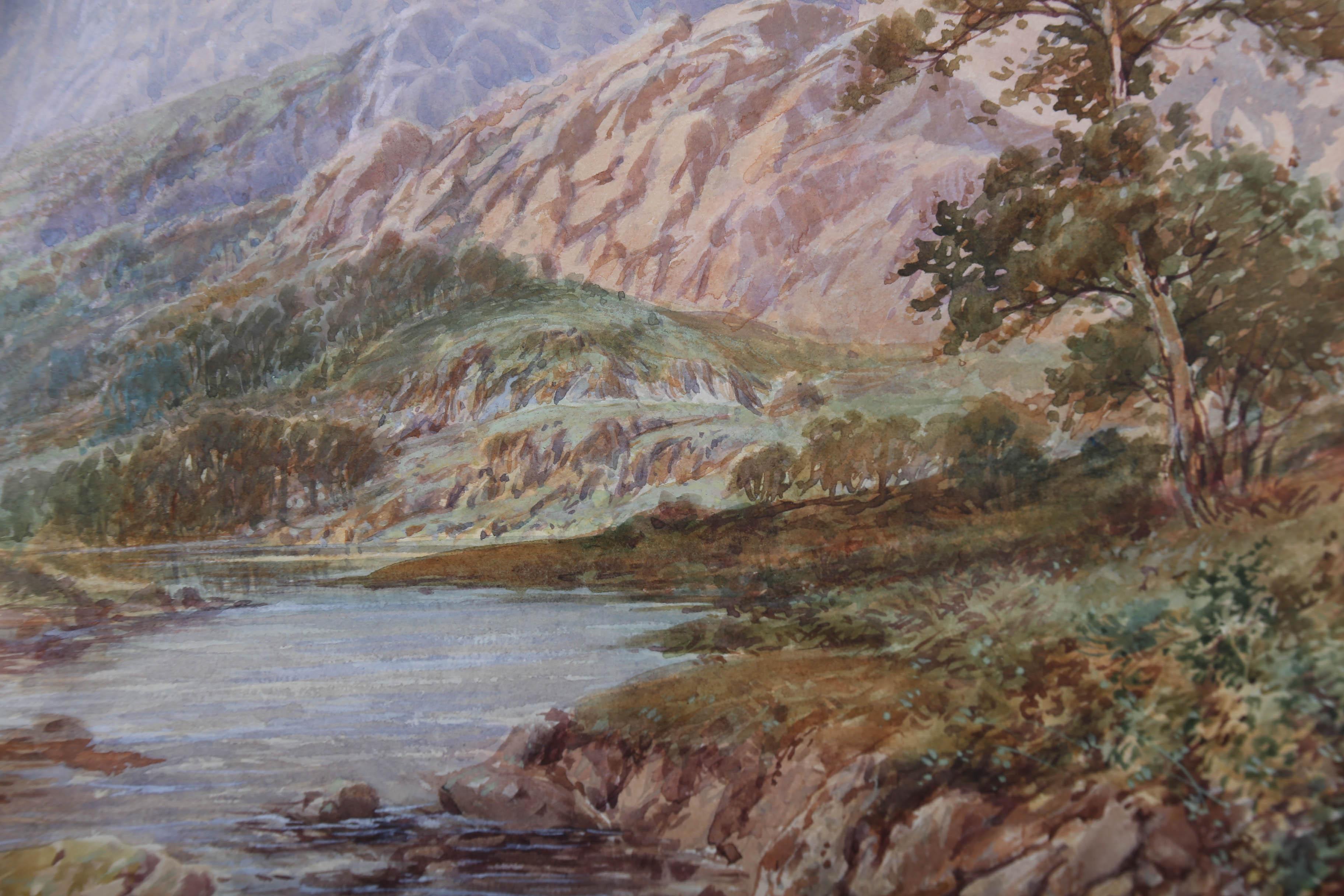 John Wilson Hepple (1886-1939) - 1920 Watercolour, Riverscape with Mountains For Sale 3