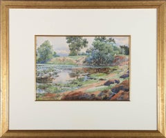 Antique Louis Fairfax Muckley (1862-1926) - Framed 1905 Watercolour, The Lily Pond