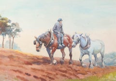 Mabel Amber Kingwell (1890-1924) - Framed Watercolour, Heavy Horses