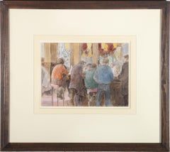 Audrey Lanceman (geb. 1931) – Aquarell des 20. Jahrhunderts, The Pub