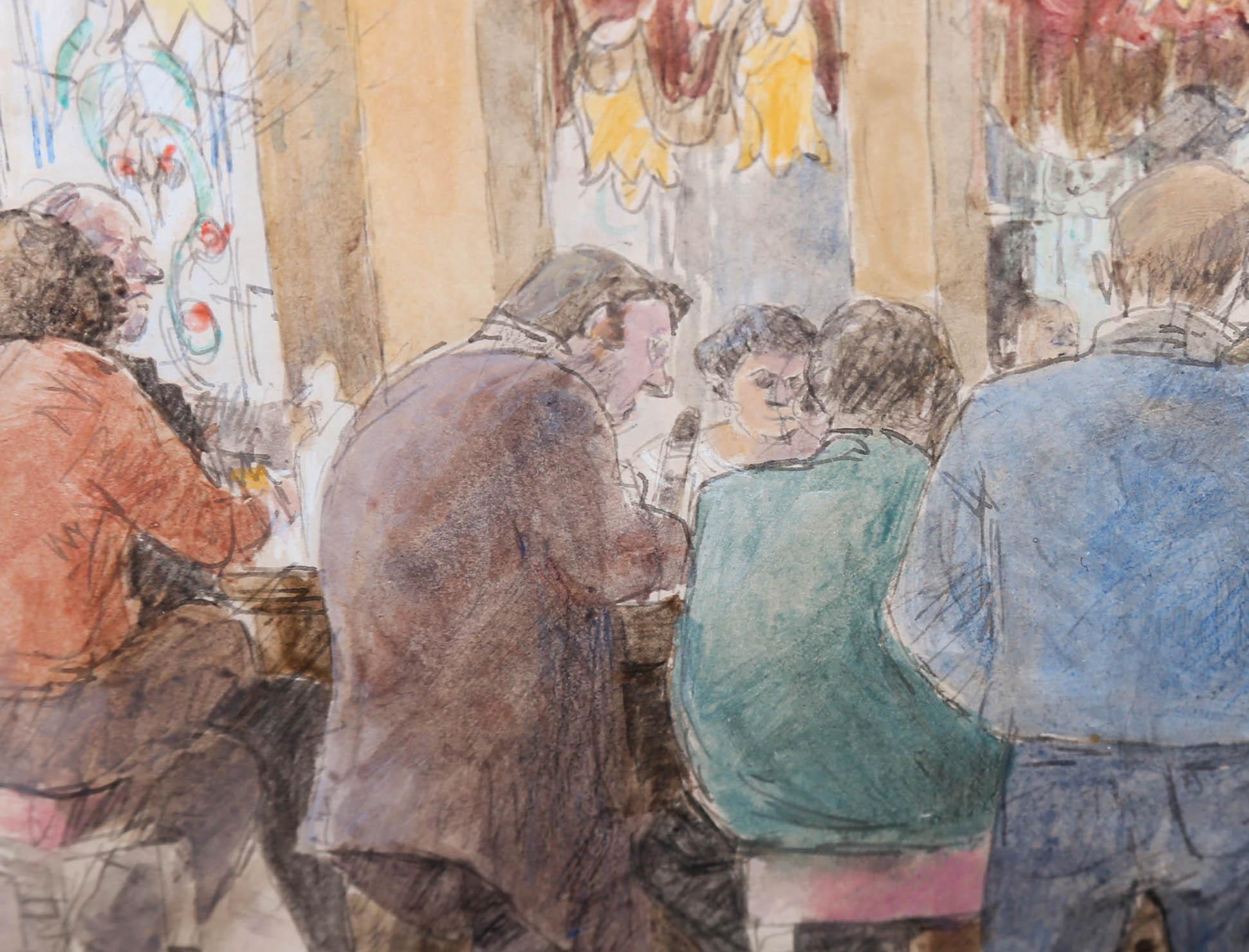 Audrey Lanceman (née en 1931) - Aquarelle du 20e siècle, The Pub en vente 4