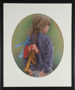 Keith Bowen (n.1950) - Pastel del siglo XX enmarcado, Retrato de una chica joven