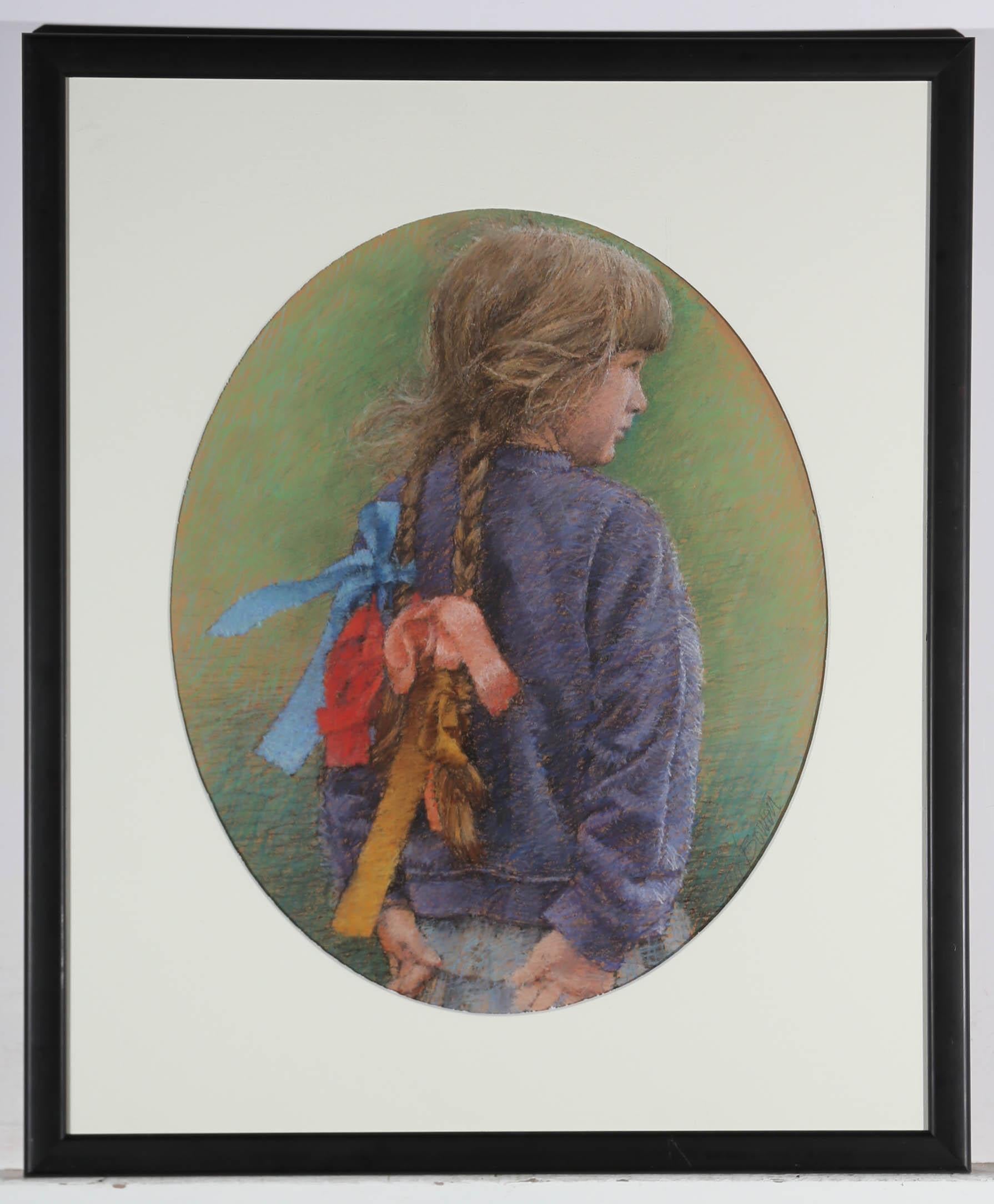 Keith Bowen (b.1950) - Framed 20th Century Pastel, Portrait of a Young Girl 2