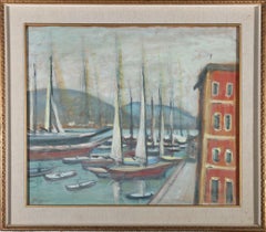 Luigi Frigerio (1873-1938) – Gouache des frühen 20. Jahrhunderts, Hafen in der Nähe von Leyland