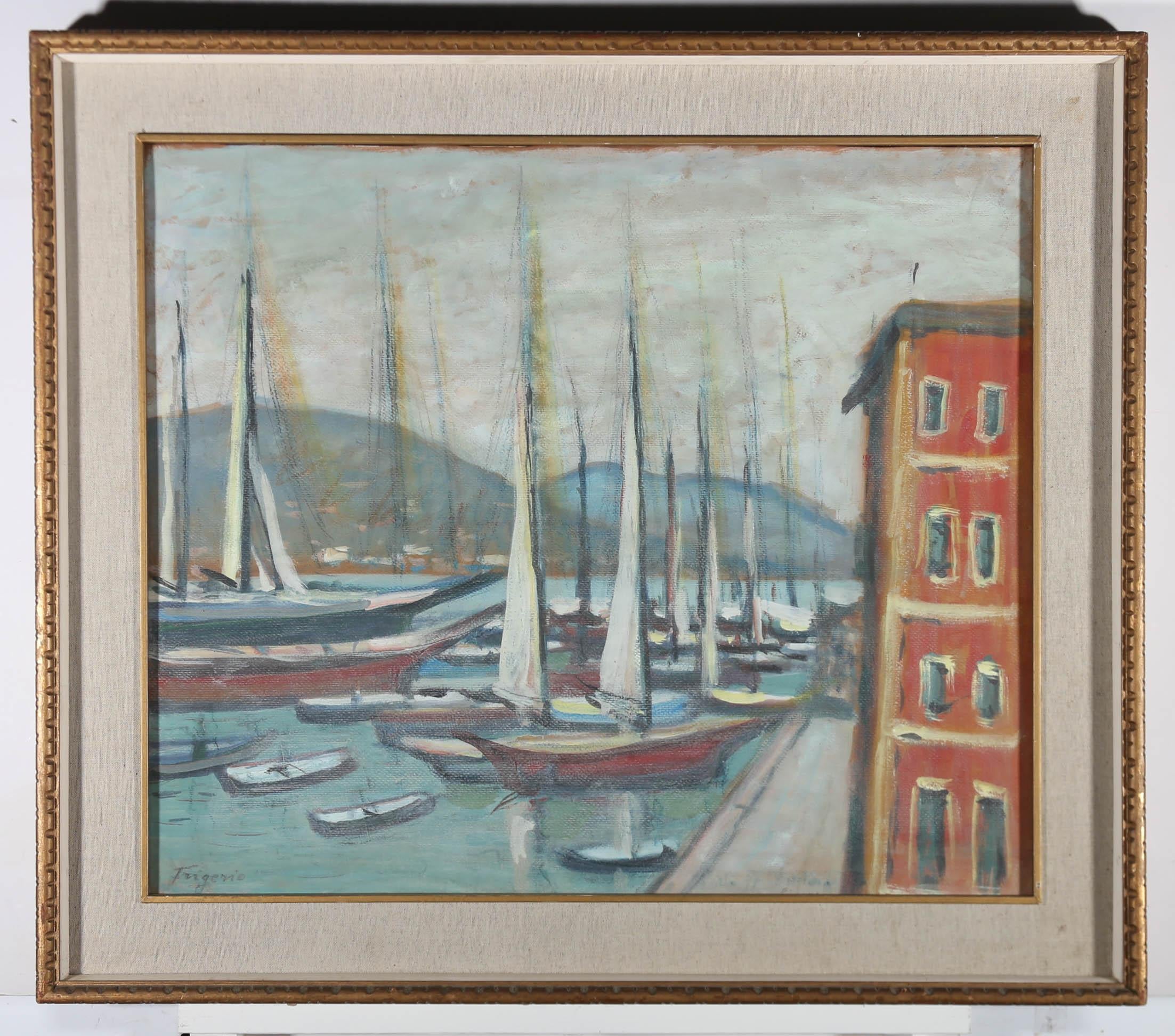 Luigi Frigerio (1873-1938) - Early 20th Century Gouache, Harbour Near Leyland For Sale 2