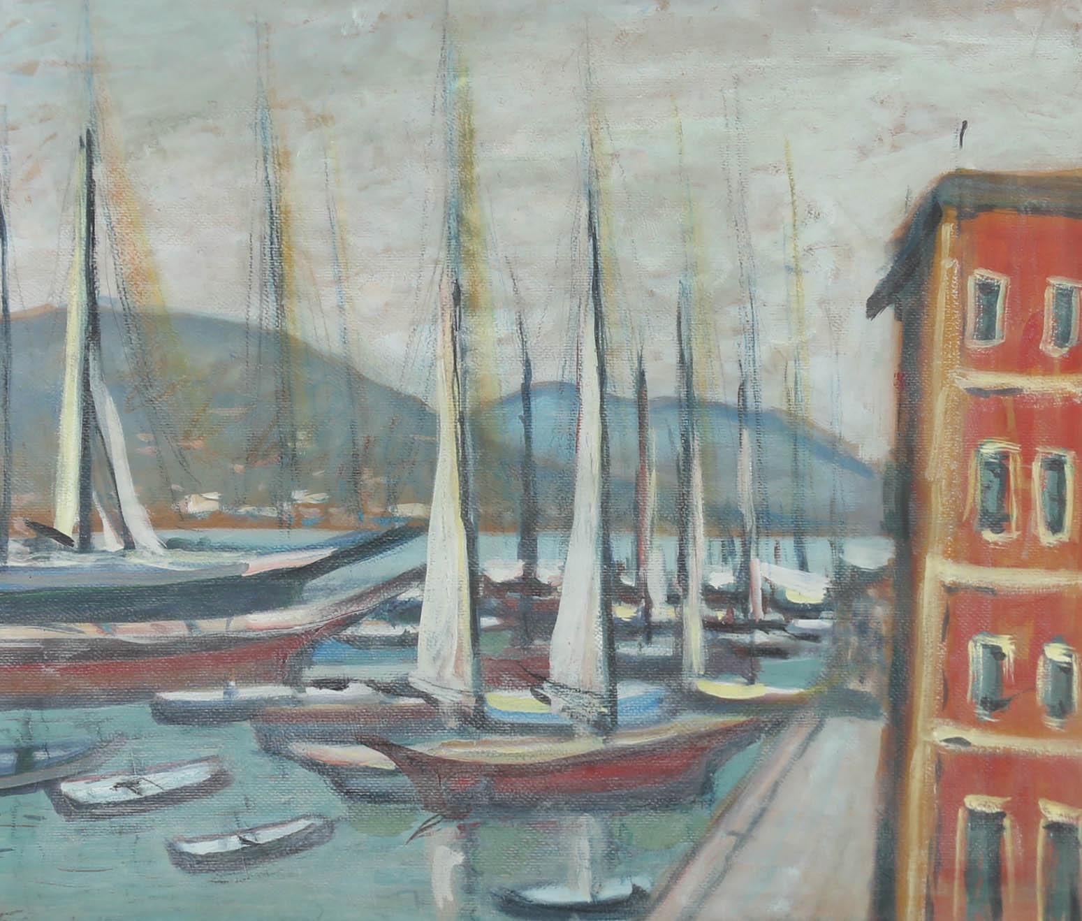 Luigi Frigerio (1873-1938) - Early 20th Century Gouache, Harbour Near Leyland For Sale 1