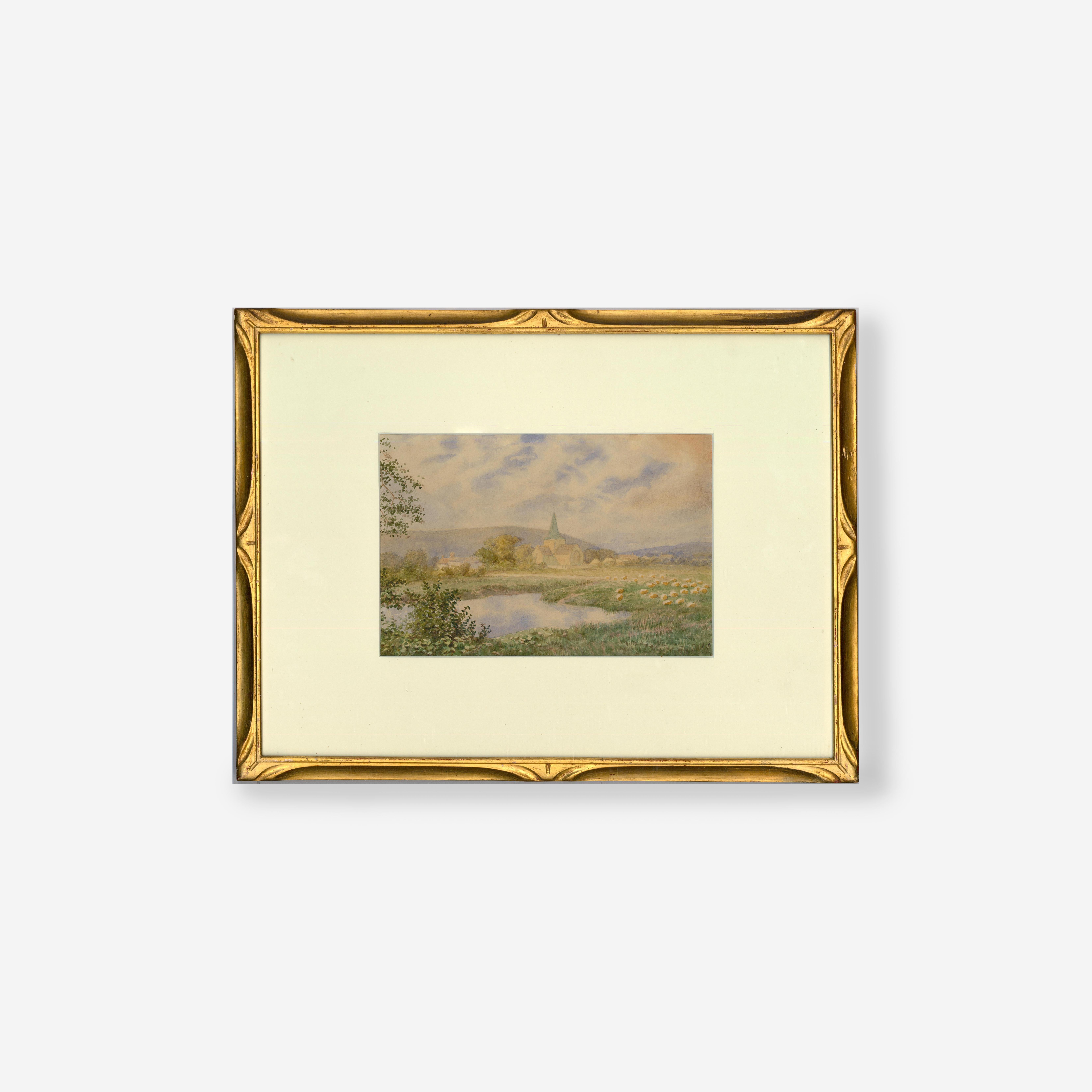 J. W. Oddie (fl.1882-1886 - Framed Late 19th Century Watercolour, Church Fields For Sale 3