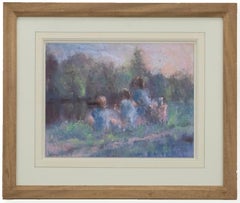Jane Camp – Pastell, An der Flussbank, 20. Jahrhundert