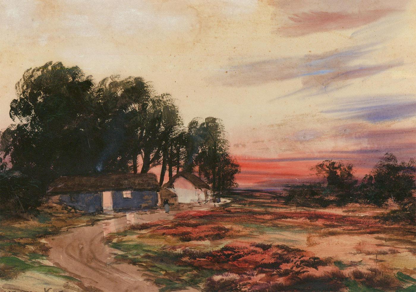 John Baragwanath King (1864-1939) - Framed Watercolour, Homestead at Eventide For Sale 1