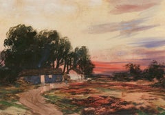 John Baragwanath King (1864-1939) - Framed Watercolour, Homestead at Eventide