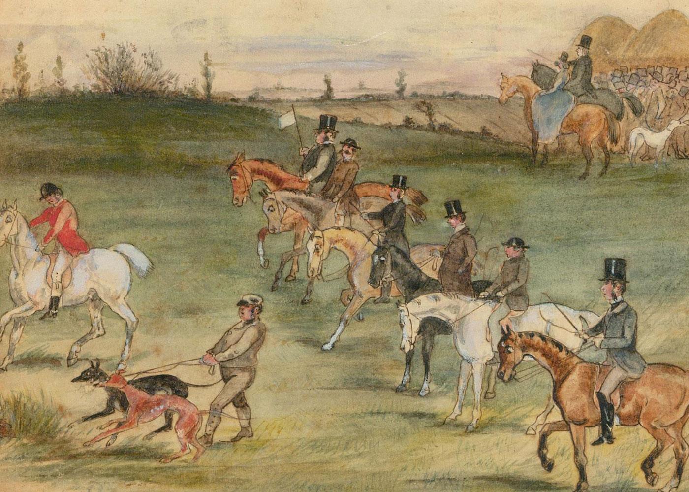 19th Century Watercolour - Towing the Line - Art by Unknown