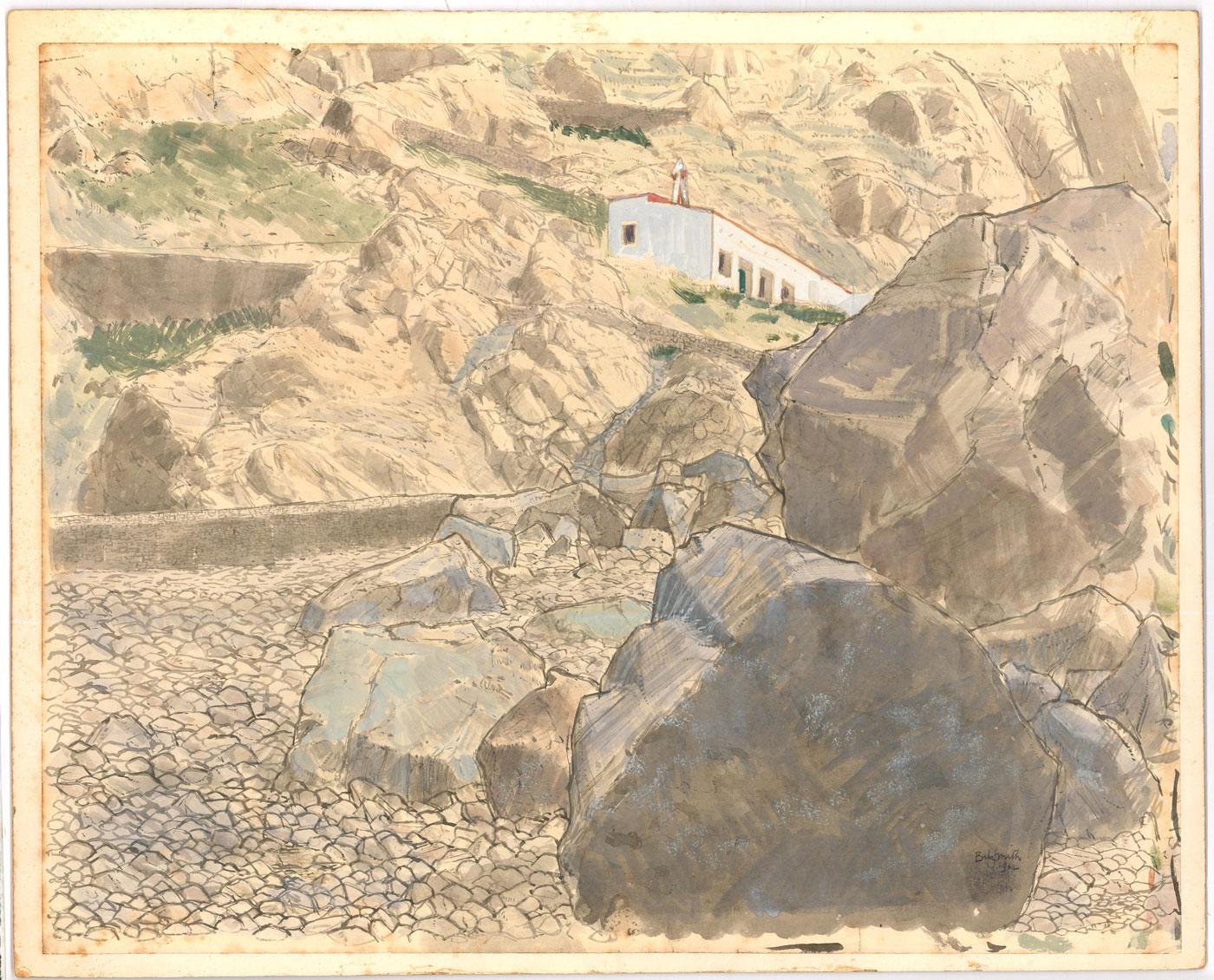 Erik Smith RWS (1914-1972) - 1962 Watercolour, On the Cliffs For Sale 1
