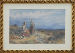 Follower of Birket Foster - Framed 19th Century Watercolour, Calling the Cows