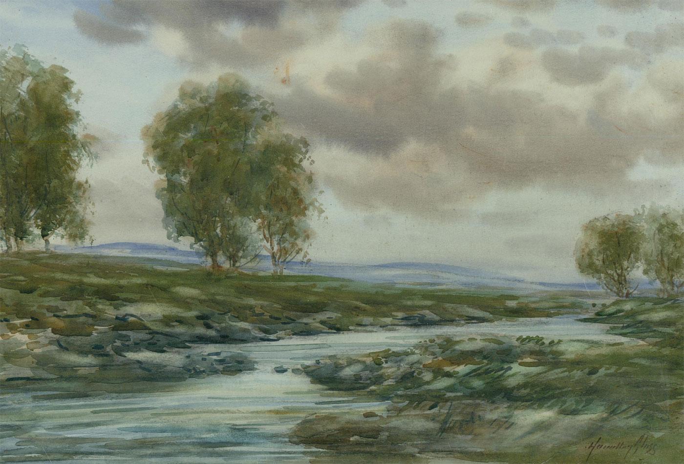 John Hamilton Glass SSA (1890-1925) - Acquerello incorniciato, Fiume della brughiera in vendita 1