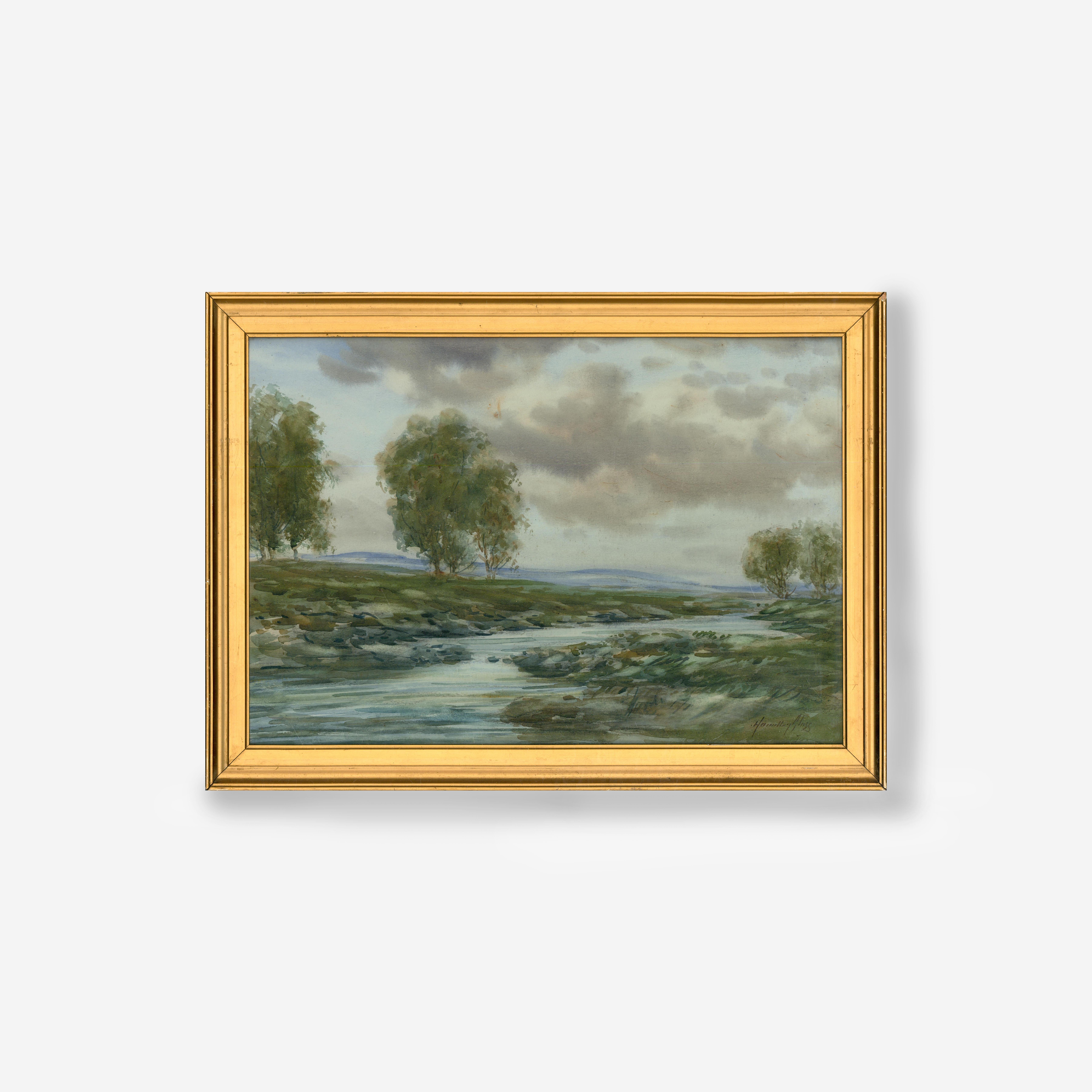 John Hamilton Glass SSA (1890-1925) - Acquerello incorniciato, Fiume della brughiera in vendita 4