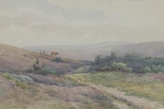 K. M. Broomhead - Framed Early 20th Century Watercolour, Landscape with Cattle