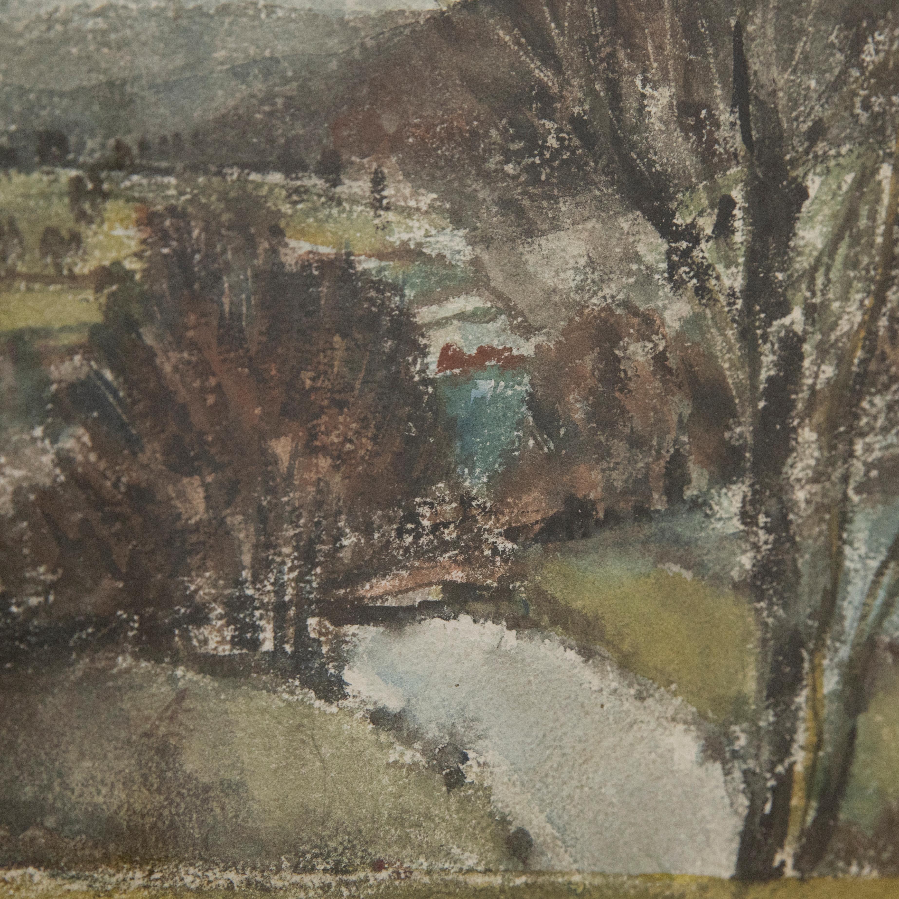 Framed 20th Century Watercolour - Winter Trees For Sale 1