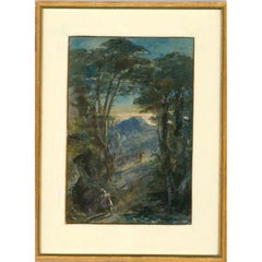 Charlotte Vawser (fl.1837-1875) – Gerahmtes Aquarell, Figuren auf einem Waldweg