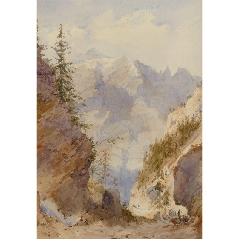 Circle of George Arthur Fripp (1813-1896) - 1847 Watercolour, The Alps at Tyrol For Sale 1
