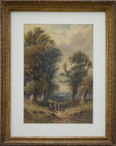 E. N. James - Framed 1869 Watercolour, A Walk Home Through The Woods