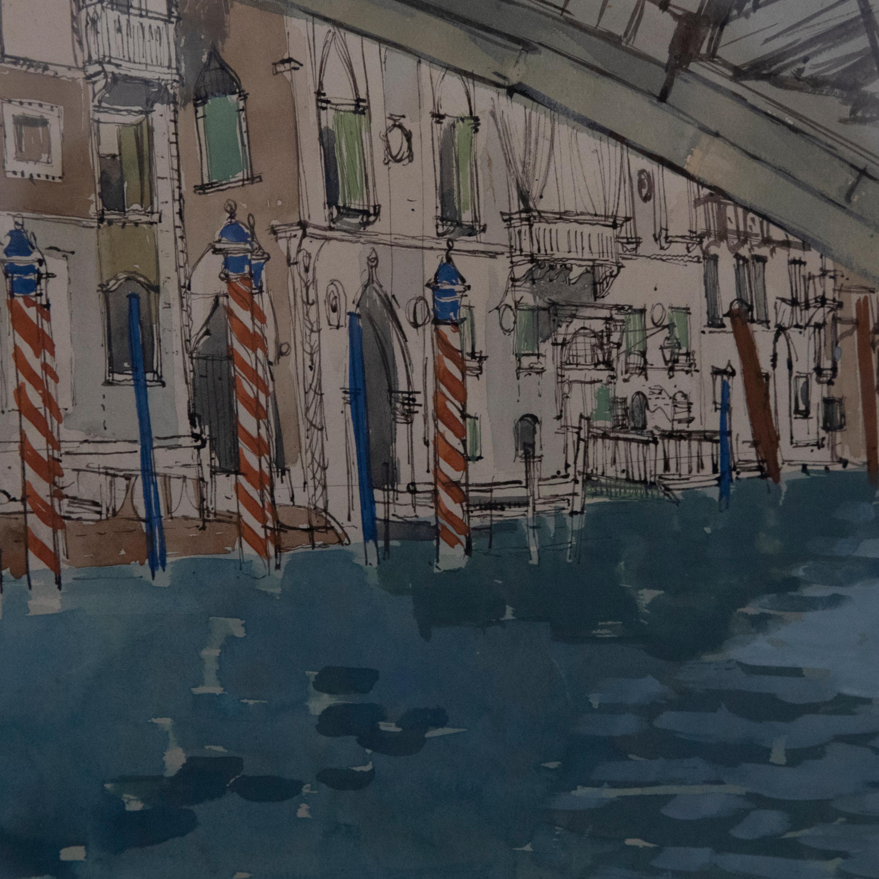 Erik Smith RWS (1914-1973) - Framed Watercolour, Grand Canal Venice For Sale 3