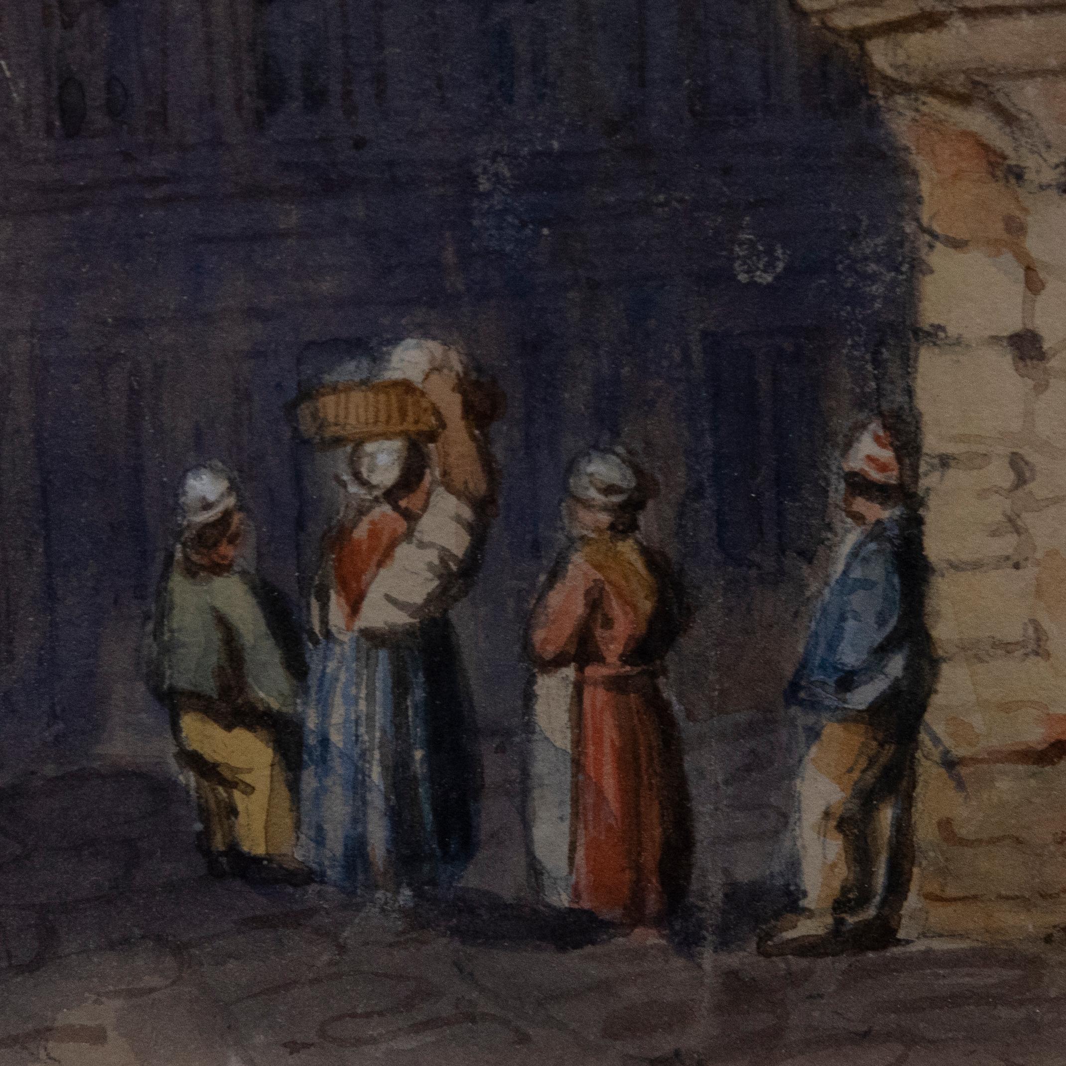 Gerahmtes Aquarell des 19. Jahrhunderts, Stadt Rouen im Angebot 1