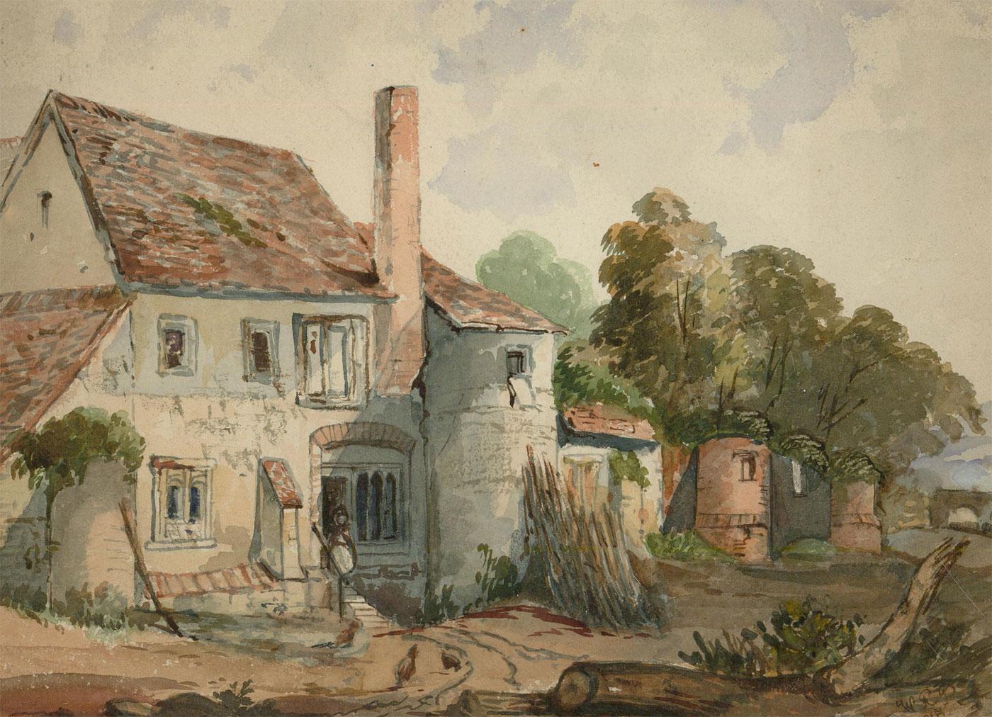 Gerahmtes Aquarell von W.R.P. aus dem Jahr 1815, The Castle Inn – Art von Unknown