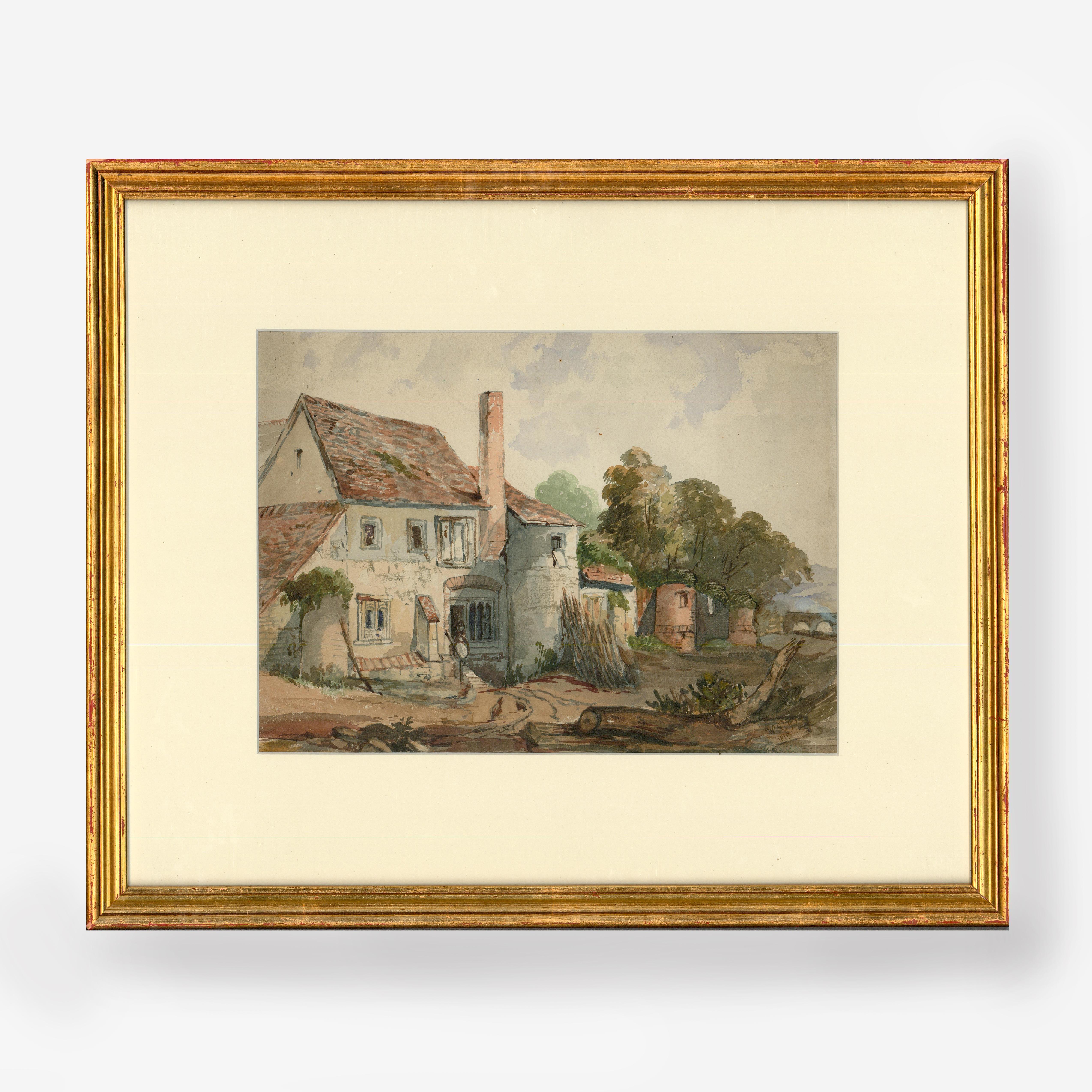 Gerahmtes Aquarell von W.R.P. aus dem Jahr 1815, The Castle Inn im Angebot 1