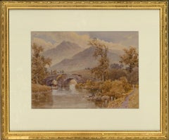 William James Boddy (1832-1911) - 1890 Aquarell, Brücke in der Nähe von Portinscale
