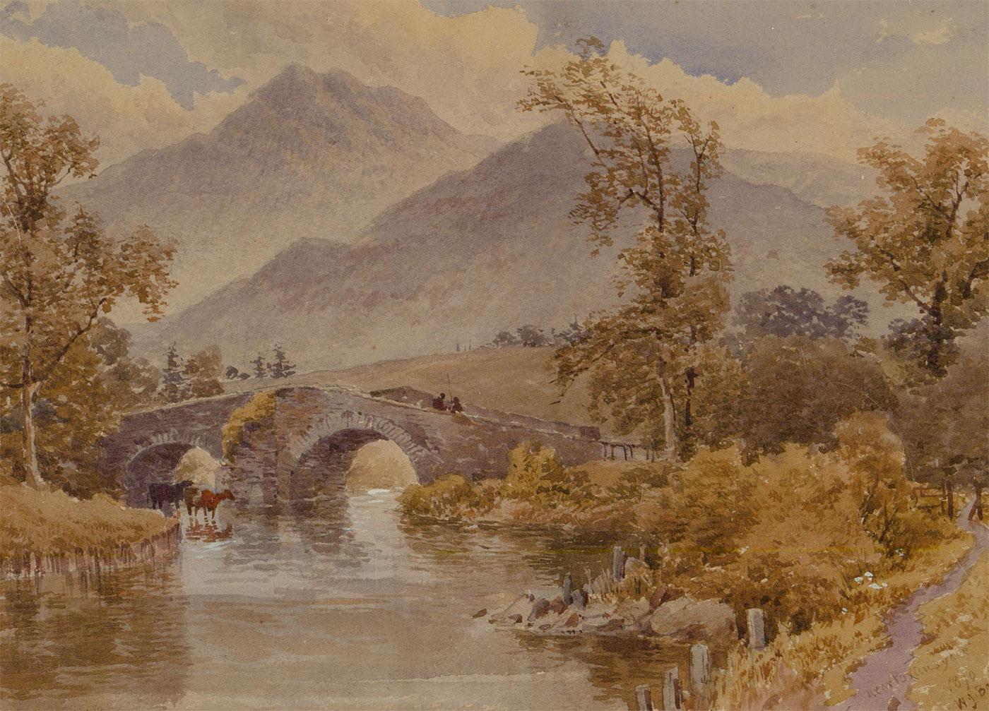 William James Boddy (1832-1911) - 1890 Watercolour, Bridge Near Portinscale For Sale 1