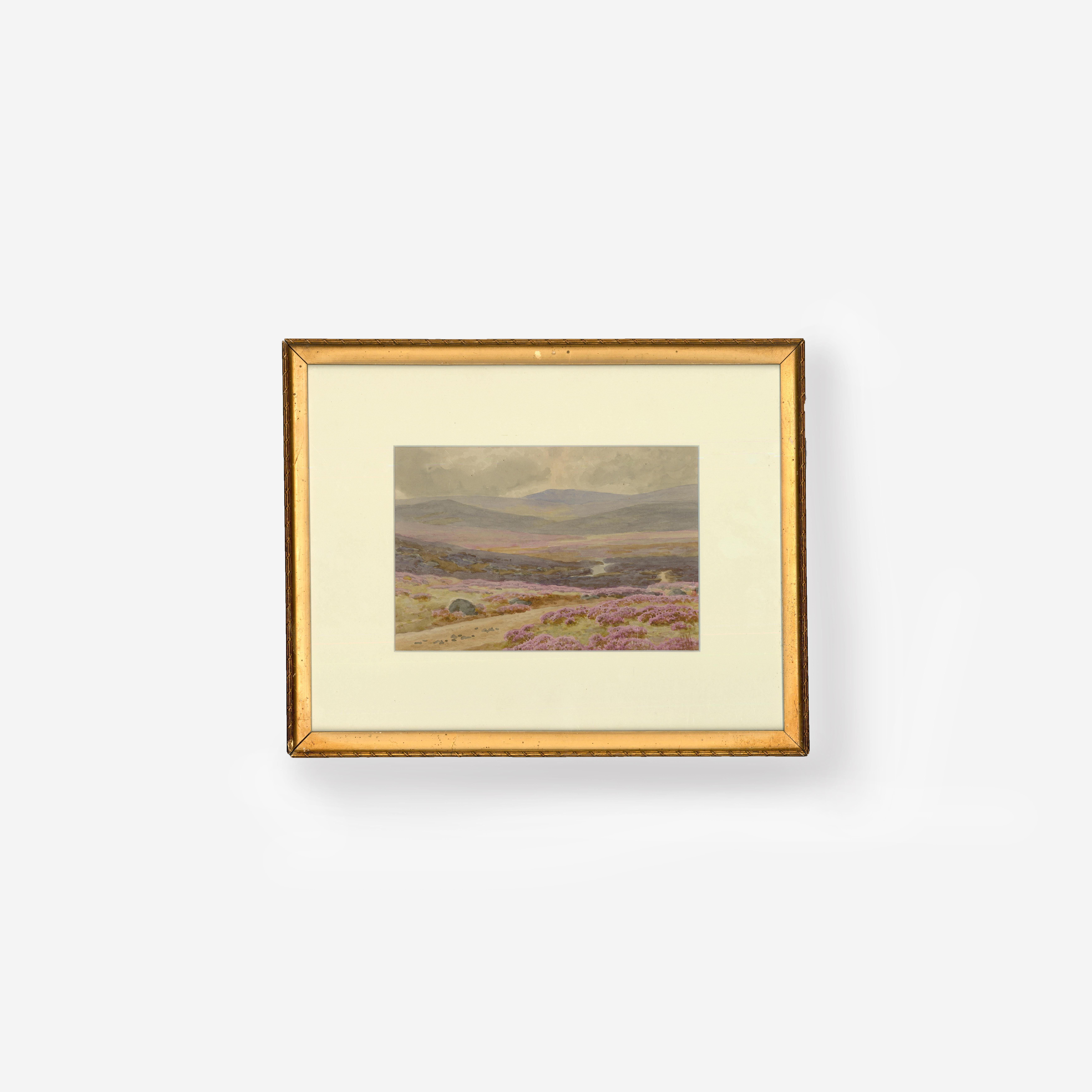 William S. Morrish (1844-1917) - Acquerello incorniciato, Dartmoor su Scorhill Down 1