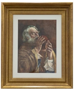 Antique G. Rushton - Framed 19th Century Watercolour, Flagon Drinker