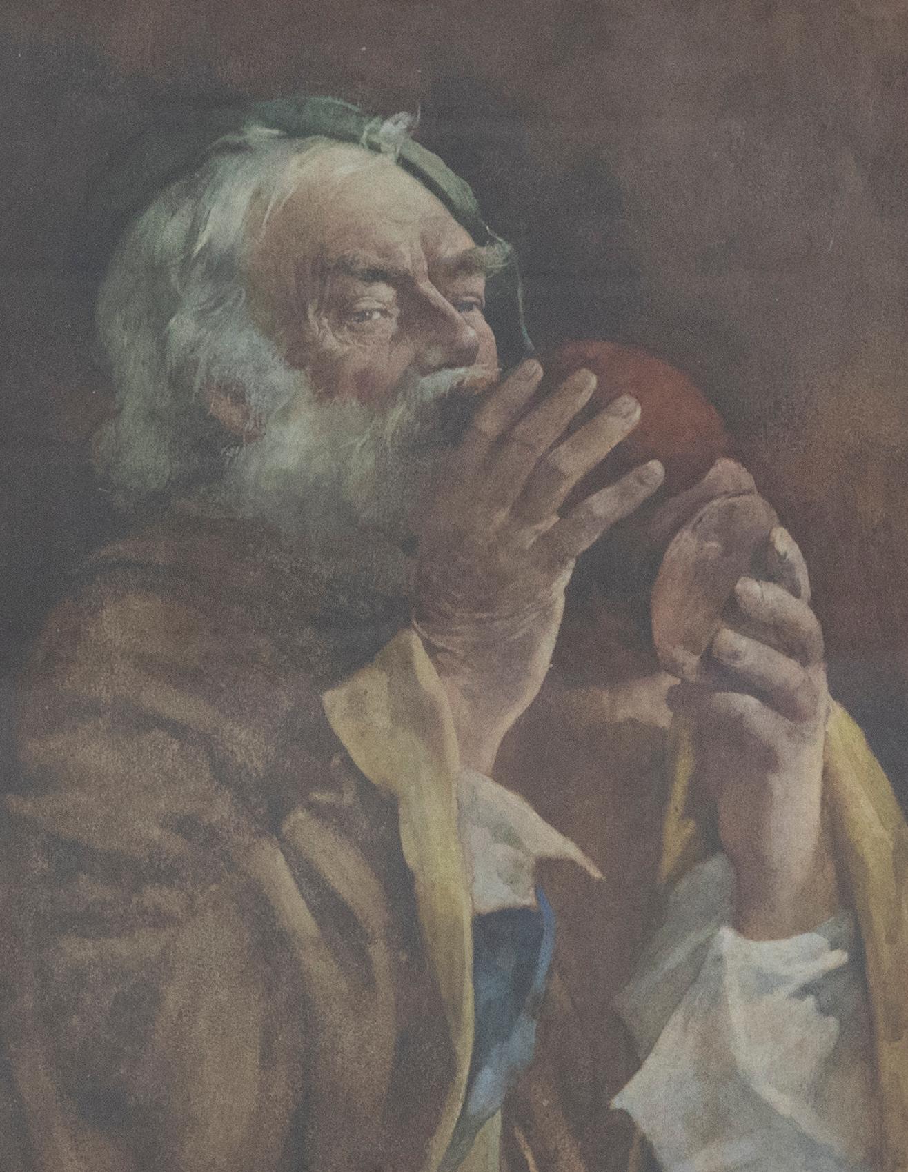 G. Rushton - Framed 19th Century Watercolour, Flagon Drinker For Sale 1