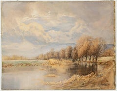 Vintage Louis Burleigh Bruhl (1861-1942) - Early 20th Century Watercolour, Autumn Lake
