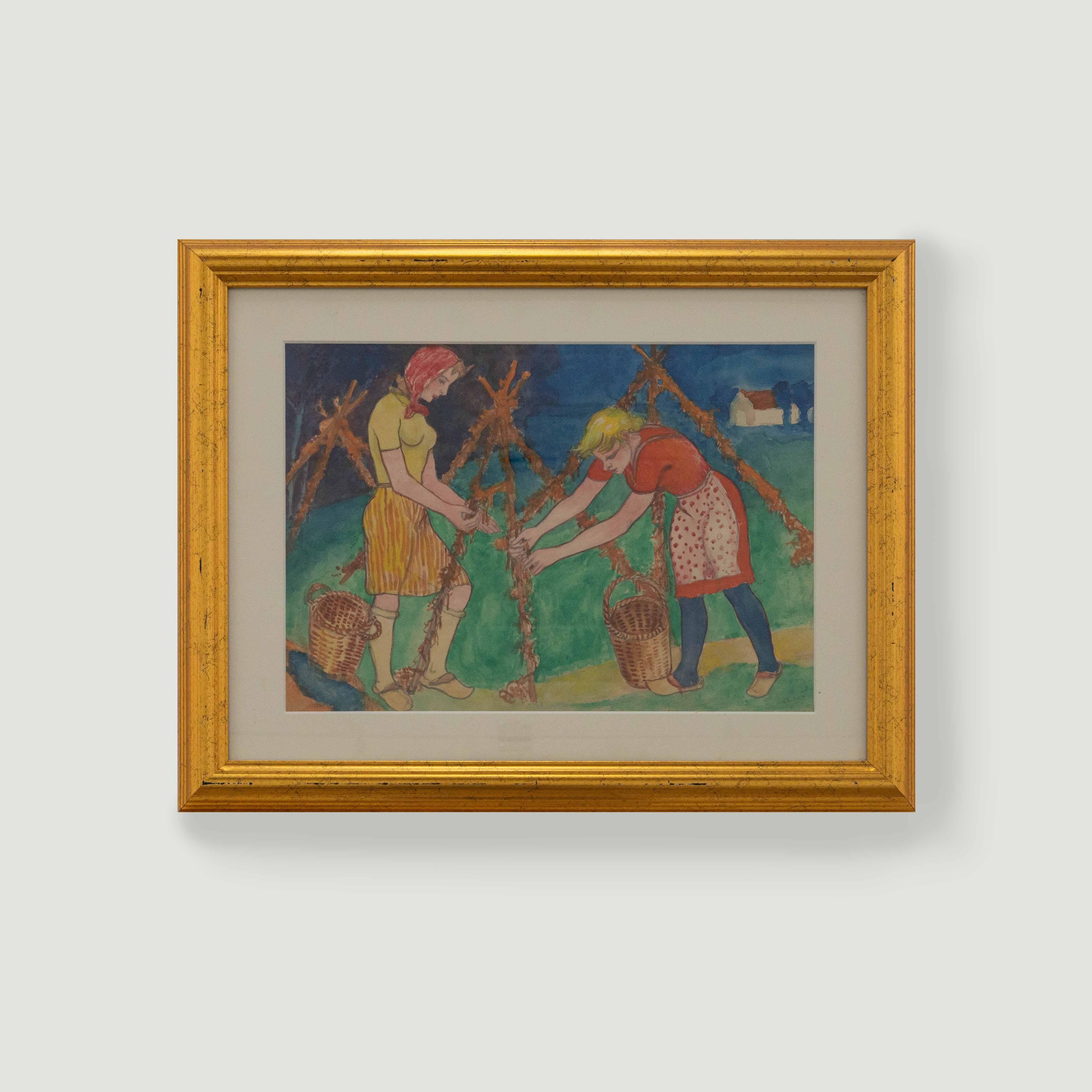 Max Burchartz (1887-1961) - 1947 Watercolour, The Harvest For Sale 2