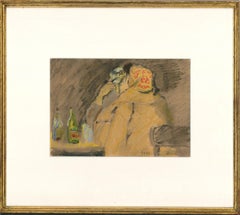 Héléna Krajewska (1910-1988) - Dibujo a la tiza de 1961 enmarcado, Él no la cree