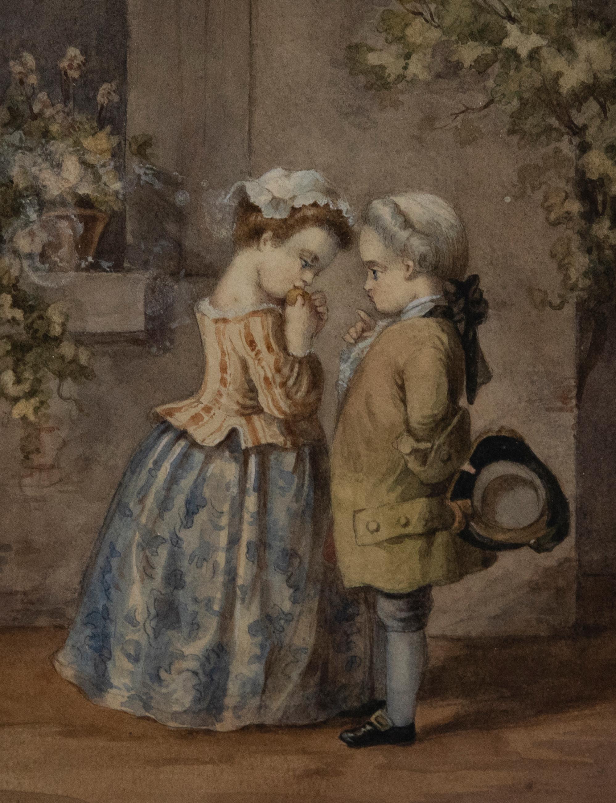 L. De Salvo  - 19th Century Watercolour, A Special Moment For Sale 1