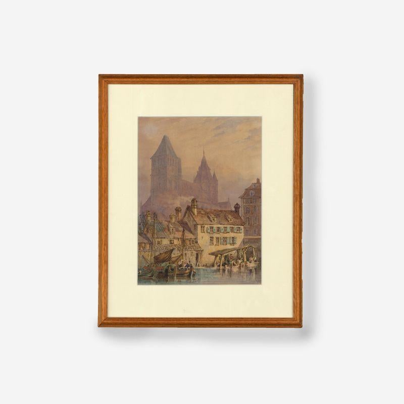 Framed 19th Century Watercolour - Normandy Cathedral For Sale 1