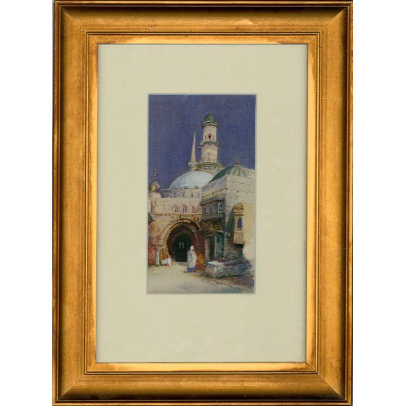 Unknown Landscape Art - Framed Early 20th Century Watercolour - Entrance to the Mosque