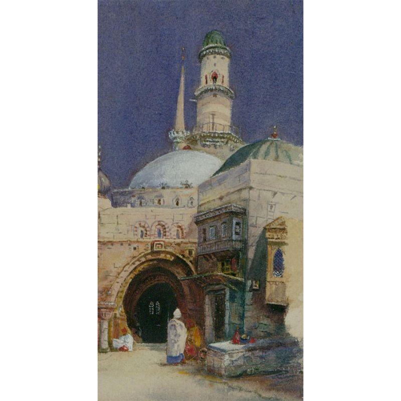 Framed Early 20th Century Watercolour - Entrance to the Mosque - Art by Unknown