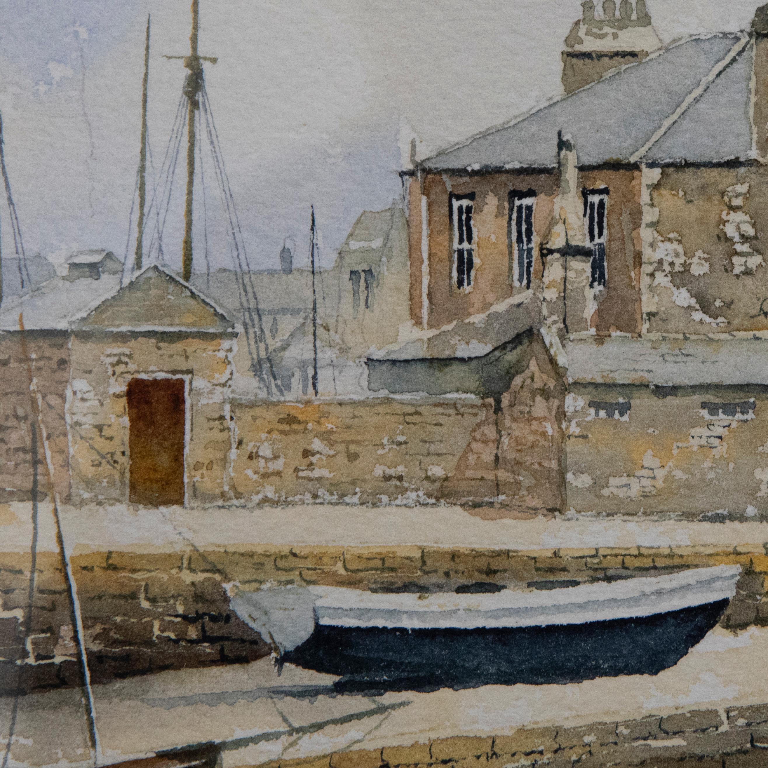 Eric Thompson - Contemporary Watercolour, Fishing Boats at St Sampsons For Sale 3