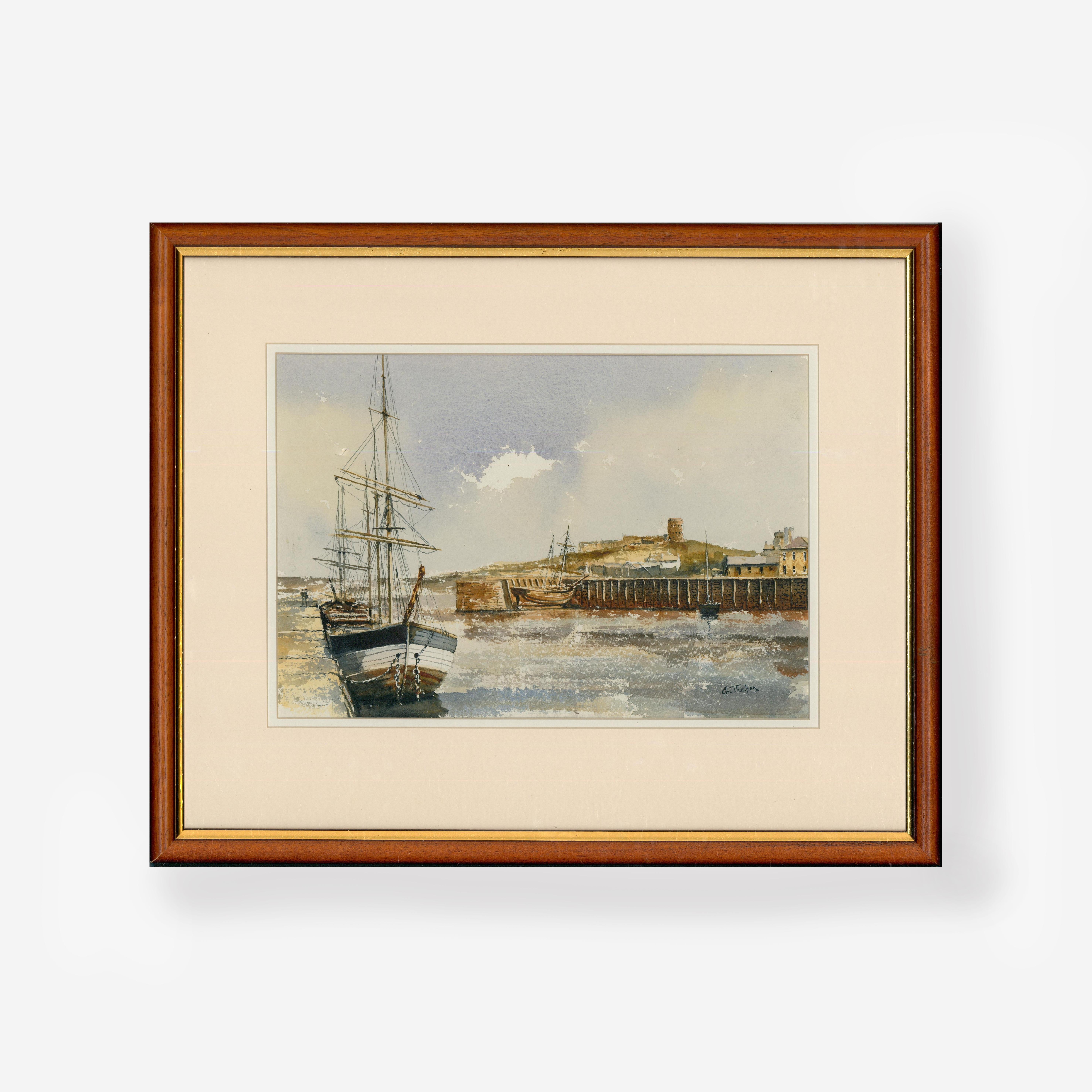 Eric Thompson - Contemporary Watercolour, Morning at St Sampson's Harbour For Sale 4