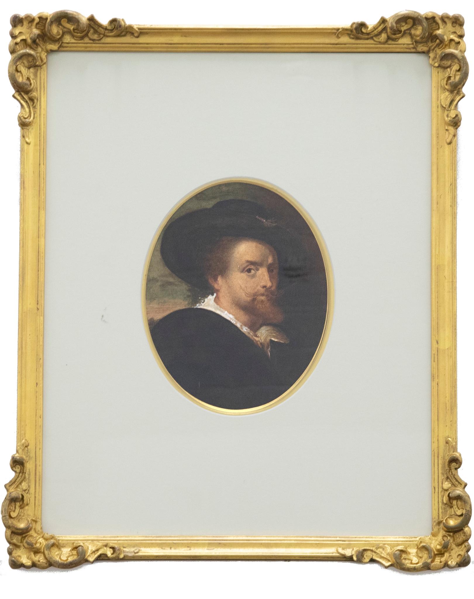 Nach Rubens (1577-1640) – Aquarell, Selbstporträt des 19. Jahrhunderts