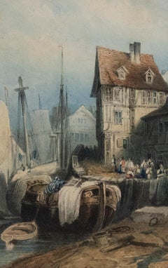 Attrib. Samuel Gillespie Prout (1822-1911) - Watercolour, The Busy Port