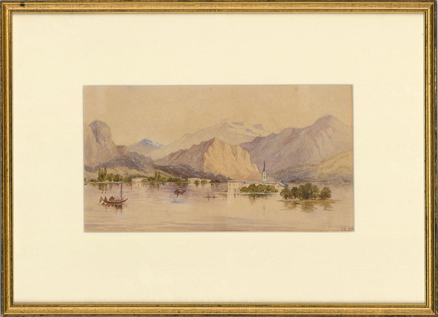 Unknown Landscape Art - S. R.  - 1964 Watercolour, Across the Mountain Lake