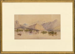 S. R.  Aquarell „Across the Mountain Lake“ von 1964