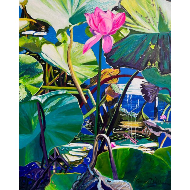 Wassergarten mit rosa Lotus-Nr. 2 – Art von Sylvia Ditchburn